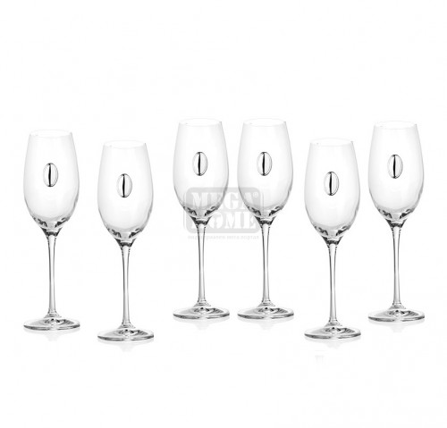 Комплект чаши за шампанско със сребърна плочка Invino DG034
