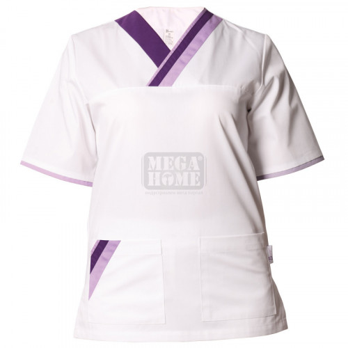 Медицинска туника Be unique Marcel White/Purple XS-3XL