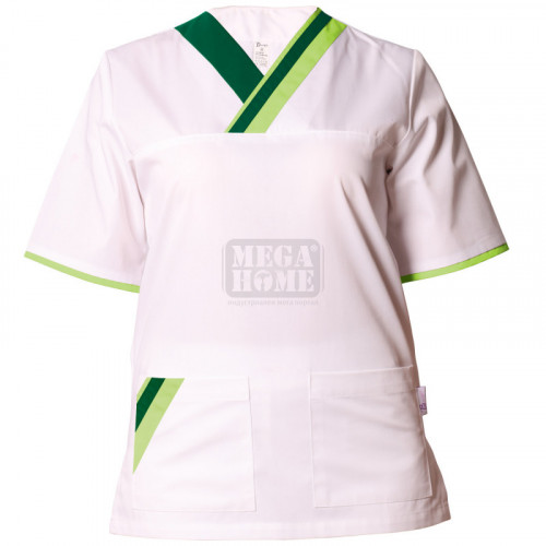 Медицинска туника Be unique Marcel White/Green XS-3XL