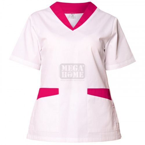 Дамска медицинска туника Be unique Fabiana White/Pink XS-3XL