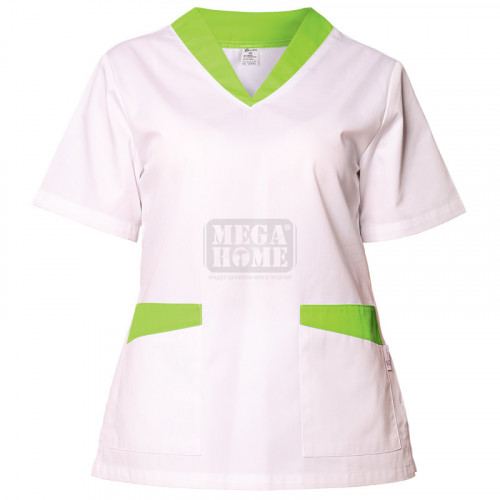 Дамска медицинска туника Be unique Fabiana White/Green XS-3XL